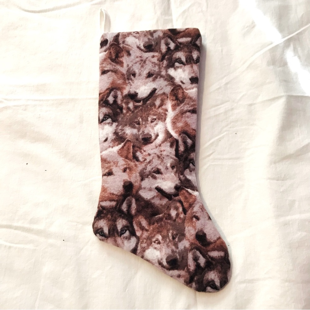 Wolves Flannel Christmas Stocking Handcrafted